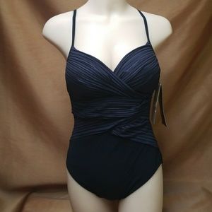 Gottex Black Pearl Goddess V neck Swimsuit 8